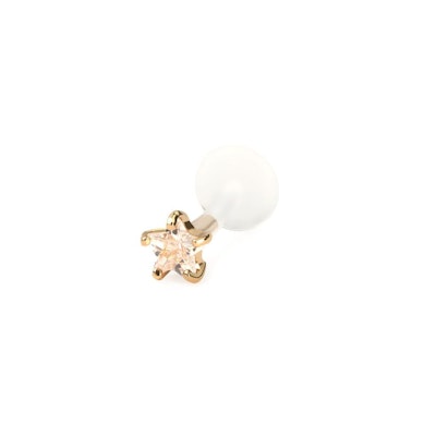 Labret 14k kultaa tähtikivellä ja PTFE tapilla