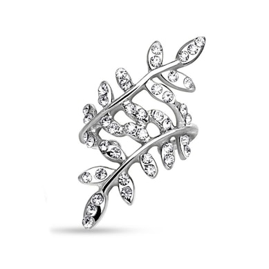 Ear cuff jalokivellisillä lehdillä