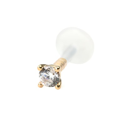 PTFE-labret 14k kultaisella korukivipallolla