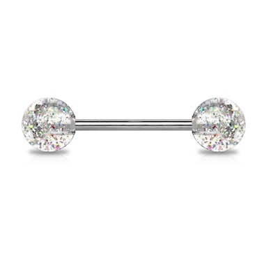 Kielikoru barbell titaanista glitterikuulilla