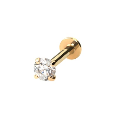 Labret 14K kullasta sisäkierteillä ja jalokivellä
