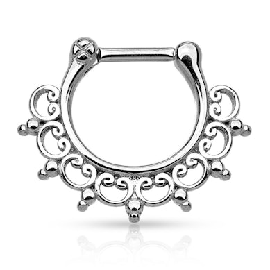 Septum clicker kirurginteräksestä koristeellisella designilla