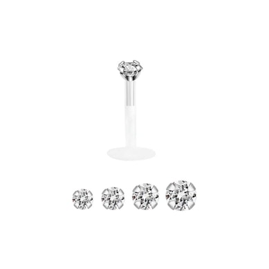 Labret 14K kullasta pyöreällä jalokivellä ja ptfe tapilla