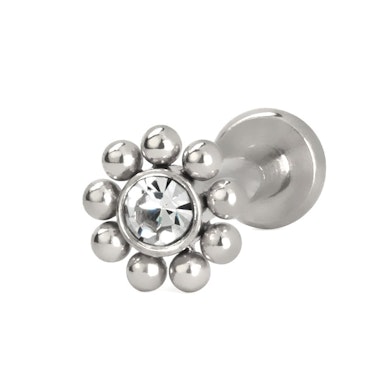 Sisäkierteinen labret koristehelmillä