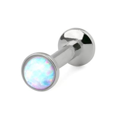 Push-in-labret opaalikivellä