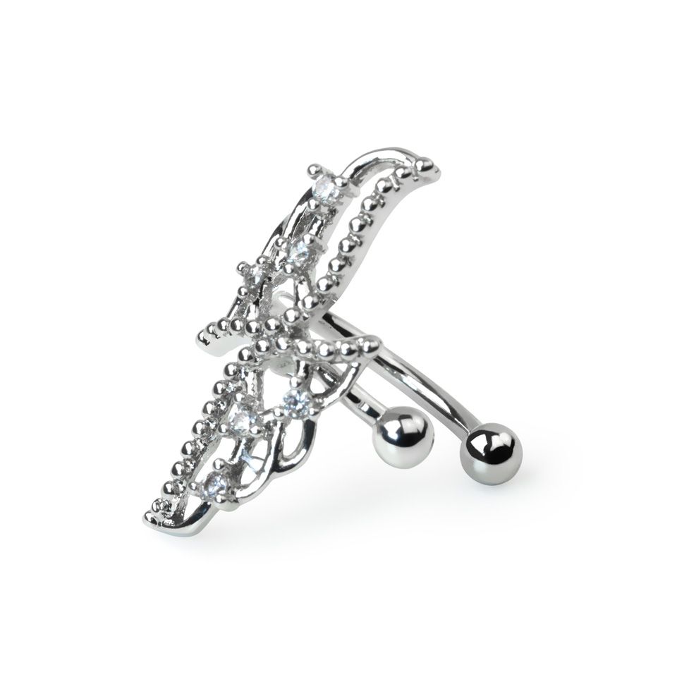 Kirurginteräksinen siipi- ear cuff-hopea