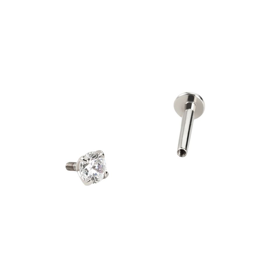 Labret 14K kullasta sisäkierteillä ja jalokivellä
