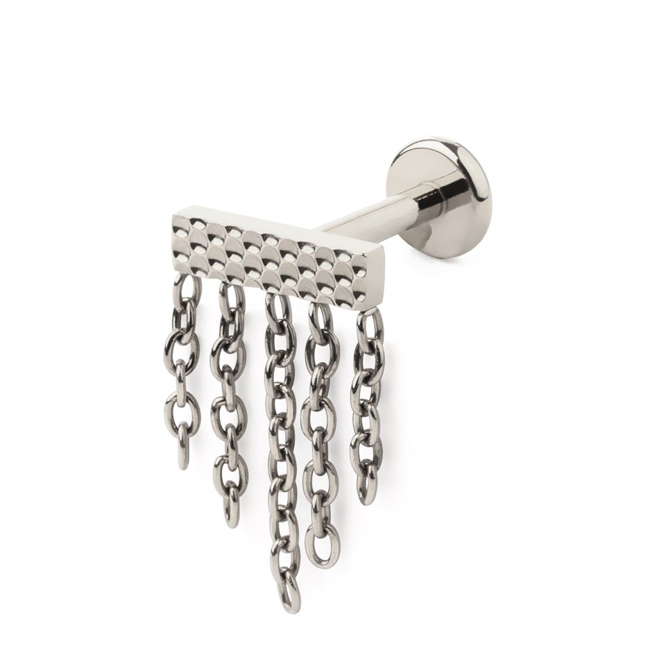 Suorakulmainen labret ketjuilla