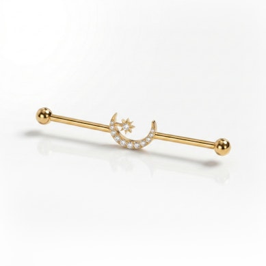 Industrial-titaanibarbelli, jossa kuu ja tähti keskellä