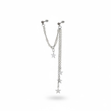 Tragus ja helix koru tähdillä ja ketjuilla