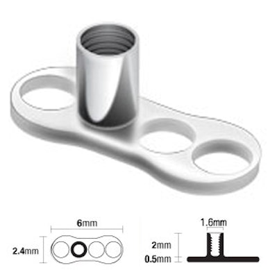 Dermal anchor base titaanista