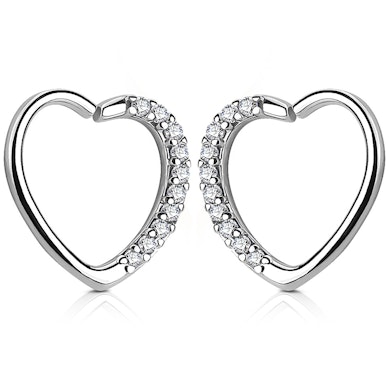 Sydämenmuotoinen korvarengas korukivireunuksella