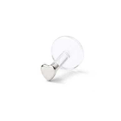 PTFE-labret 14K kultasydämellä-14K valkokulta / PTFE