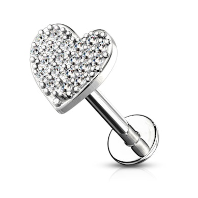 Sisäkierteinen labret korukivisydämellä