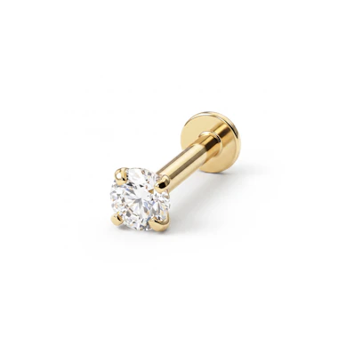 Labret 14K kullasta sisäkierteillä ja jalokivellä