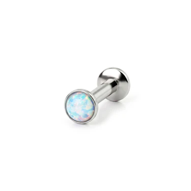 Push-in-labret opaalikivellä