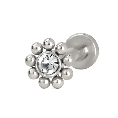 Sisäkierteinen labret koristehelmillä