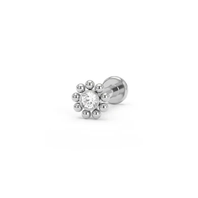 Sisäkierteinen labret koristehelmillä