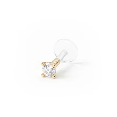 PTFE-labret 14k kultaisella korukivipallolla