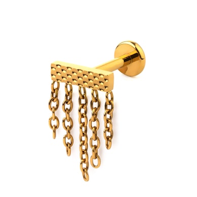 Suorakulmainen labret ketjuilla