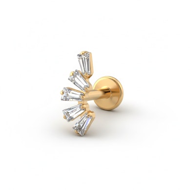 Titaaninen labret baguette-hiotuilla kivillä