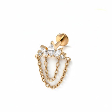 Titaaninen labret korukivillä ja ketjuilla