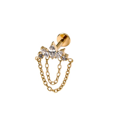 Titaaninen labret korukivillä ja ketjuilla