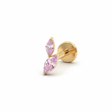 Titaaninen labret kahdella markiisihiotulla korukivellä