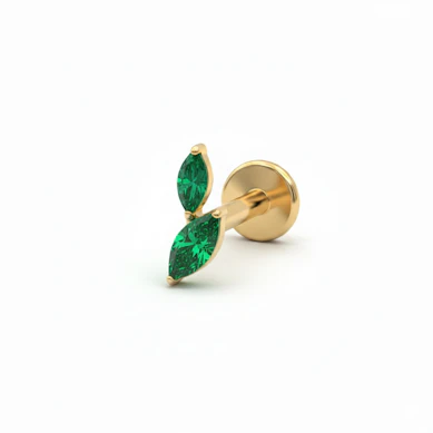 Titaaninen labret kahdella markiisihiotulla korukivellä