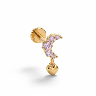 Titaaninen kuu pinkeillä korukiveillä