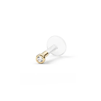 PTFE-labret 14K-kultapallolla ja korukivellä
