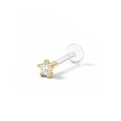 Labret 14k kultaa tähtikivellä ja PTFE tapilla