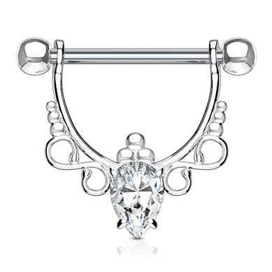 Nänni-shield – pisaranmuotoinen kivi ja filigraanikuvio