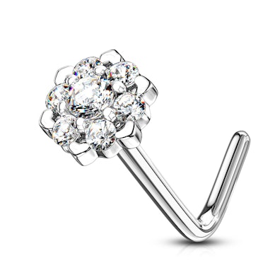 Nenäkoru 14k kultaa jalokivellisellä lootuskukalla