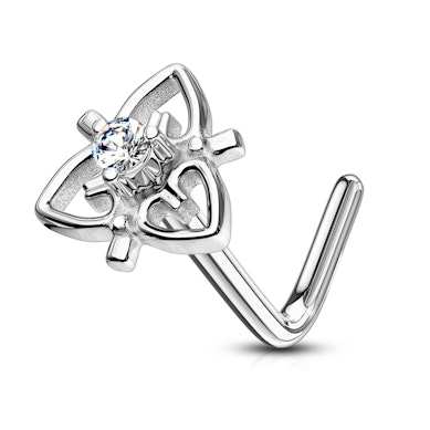 Nenäkoru filigraani sydämillä ja jalokivellä