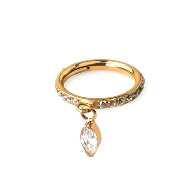 Saranallinen titaanirengas kivireunuksella ja markiisiriipuksella