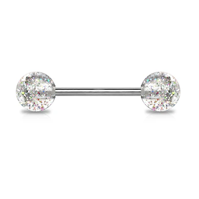 Kielikoru barbell titaanista glitterikuulilla