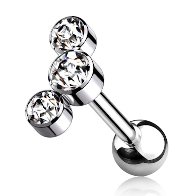 Rustokoru titaanista sisäkierteillä ja kolmella jalokivellä