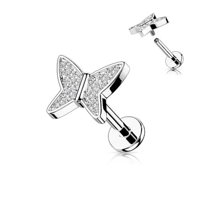 Labret sisäkierteillä jalokivellisellä perhosella