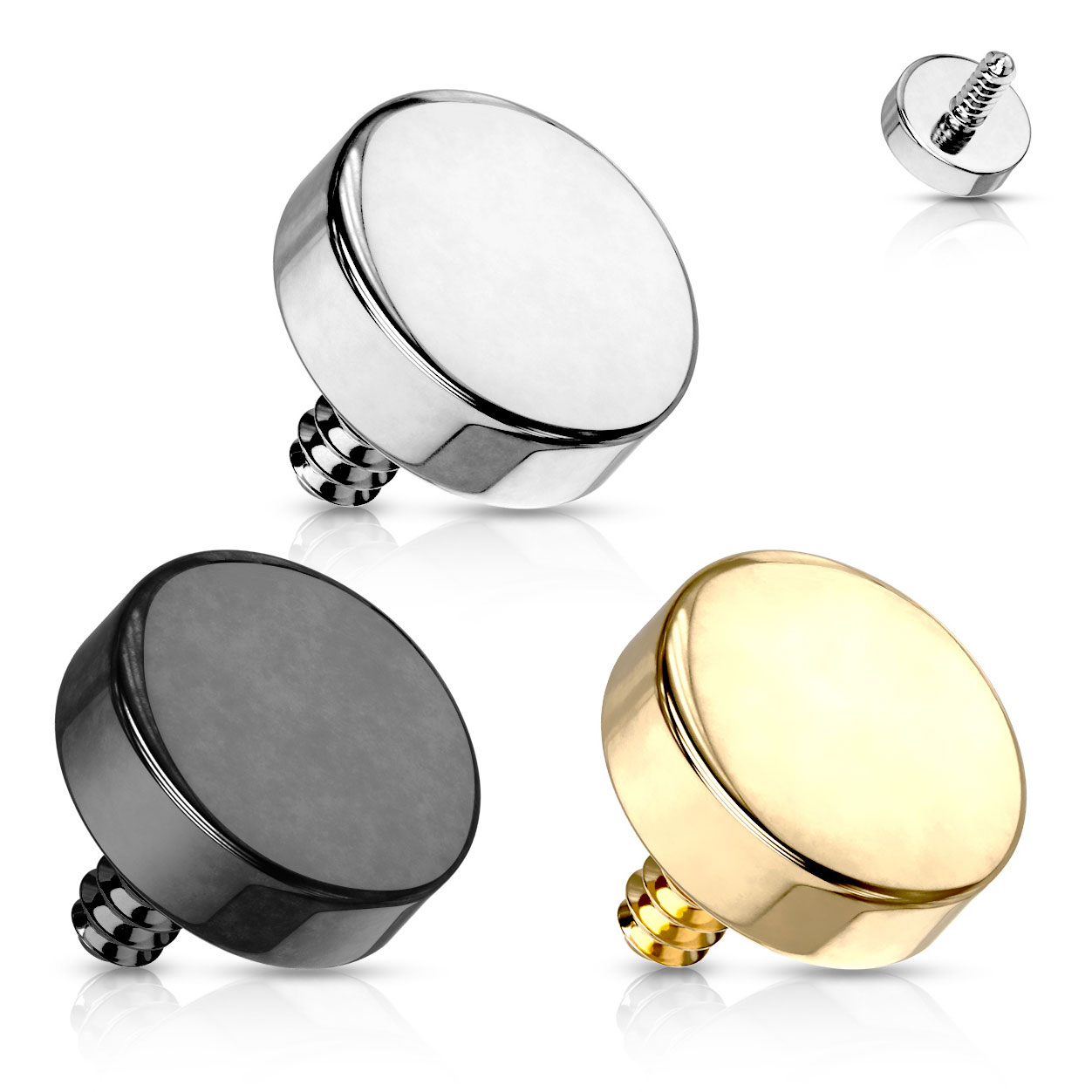 Vaihtopää sisäkierteiseen koruun – pyöreä levy