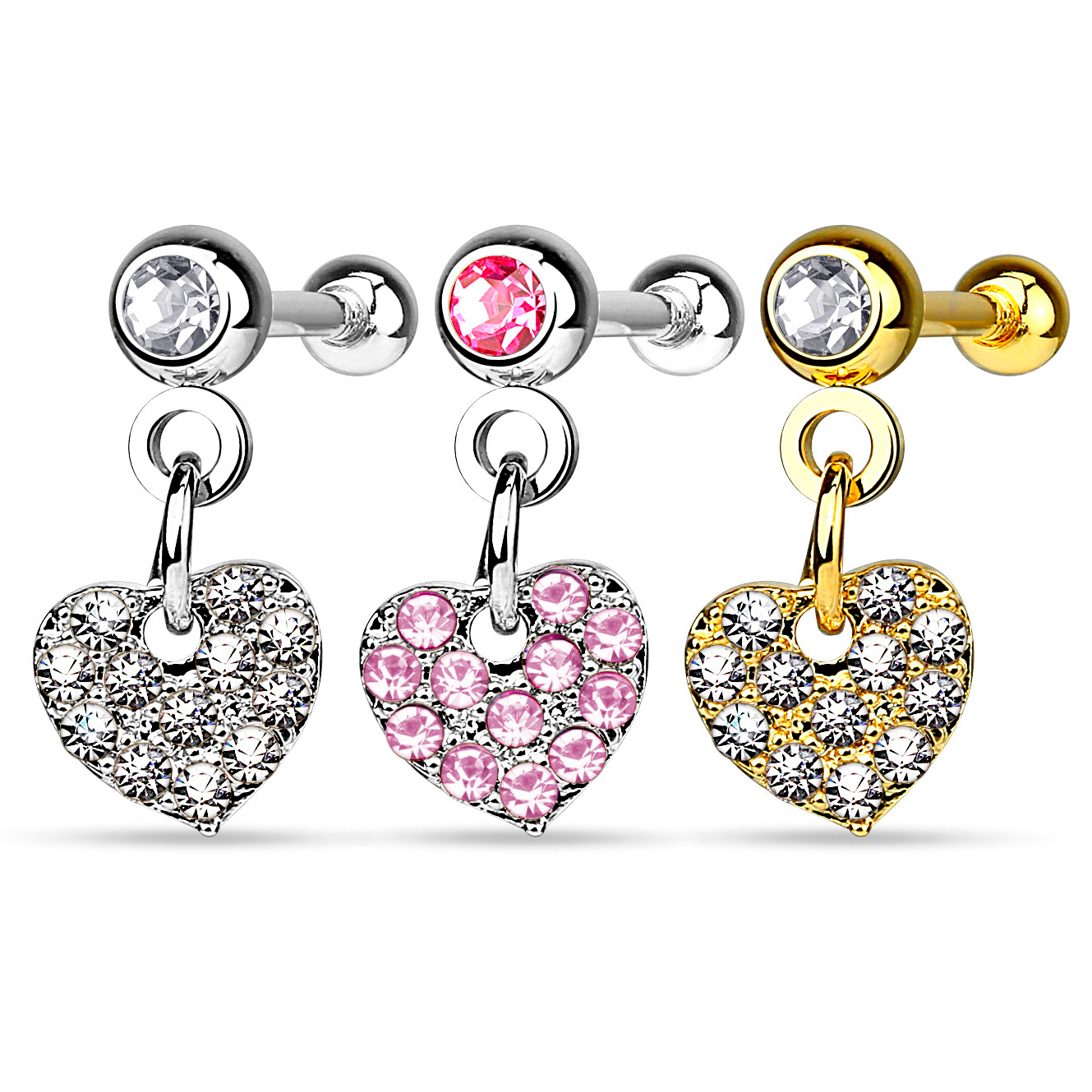 Korvakoru – kivikoristeinen-sydänriipus