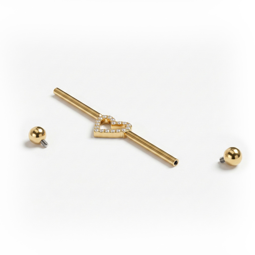 Industrial-titaanibarbelli, jossa sydän keskellä