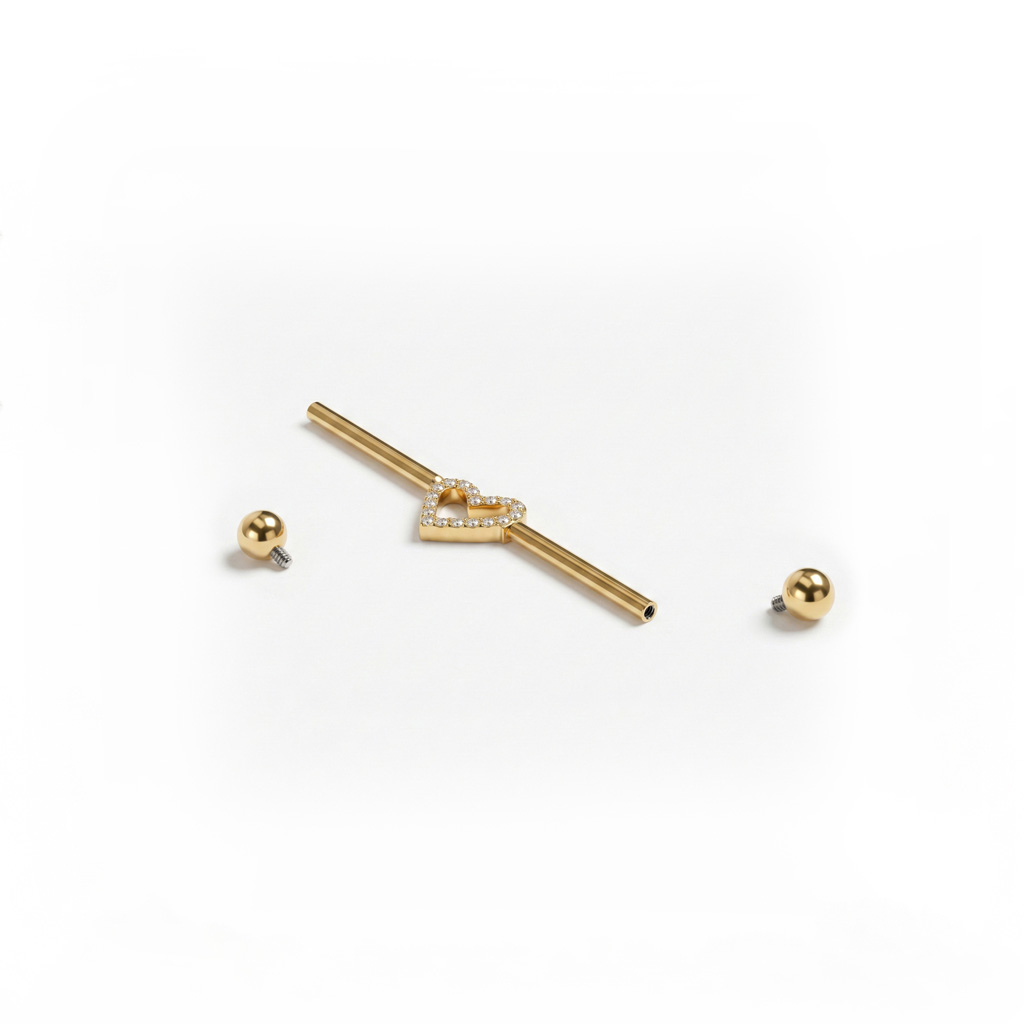 Industrial-titaanibarbelli, jossa sydän keskellä