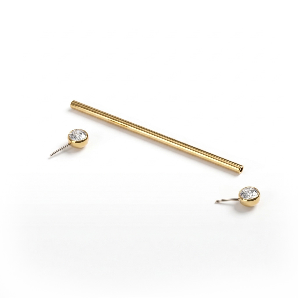 Industrial-titaanibarbelli tynnyri-istutetuilla korukivillä