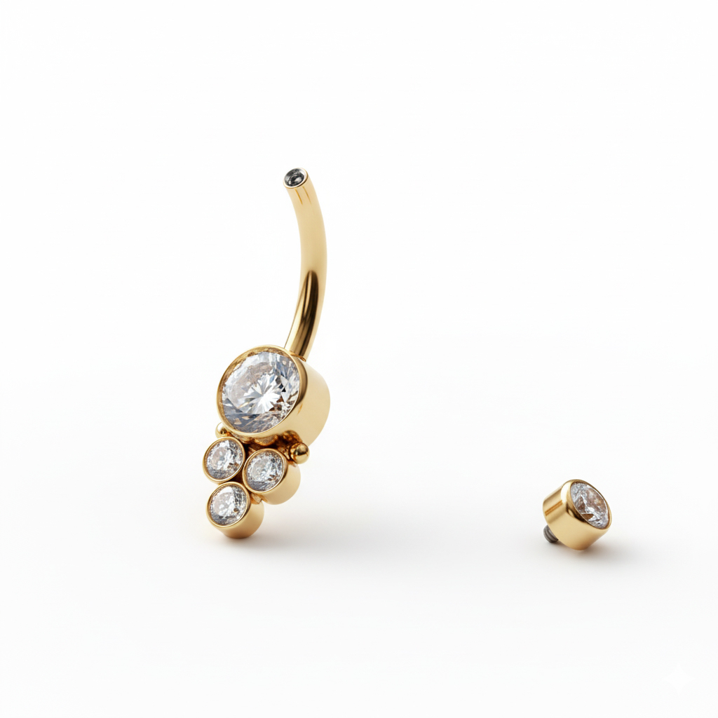 Titaani napakoru sisäkierteellä ja pyöreillä korukivillä