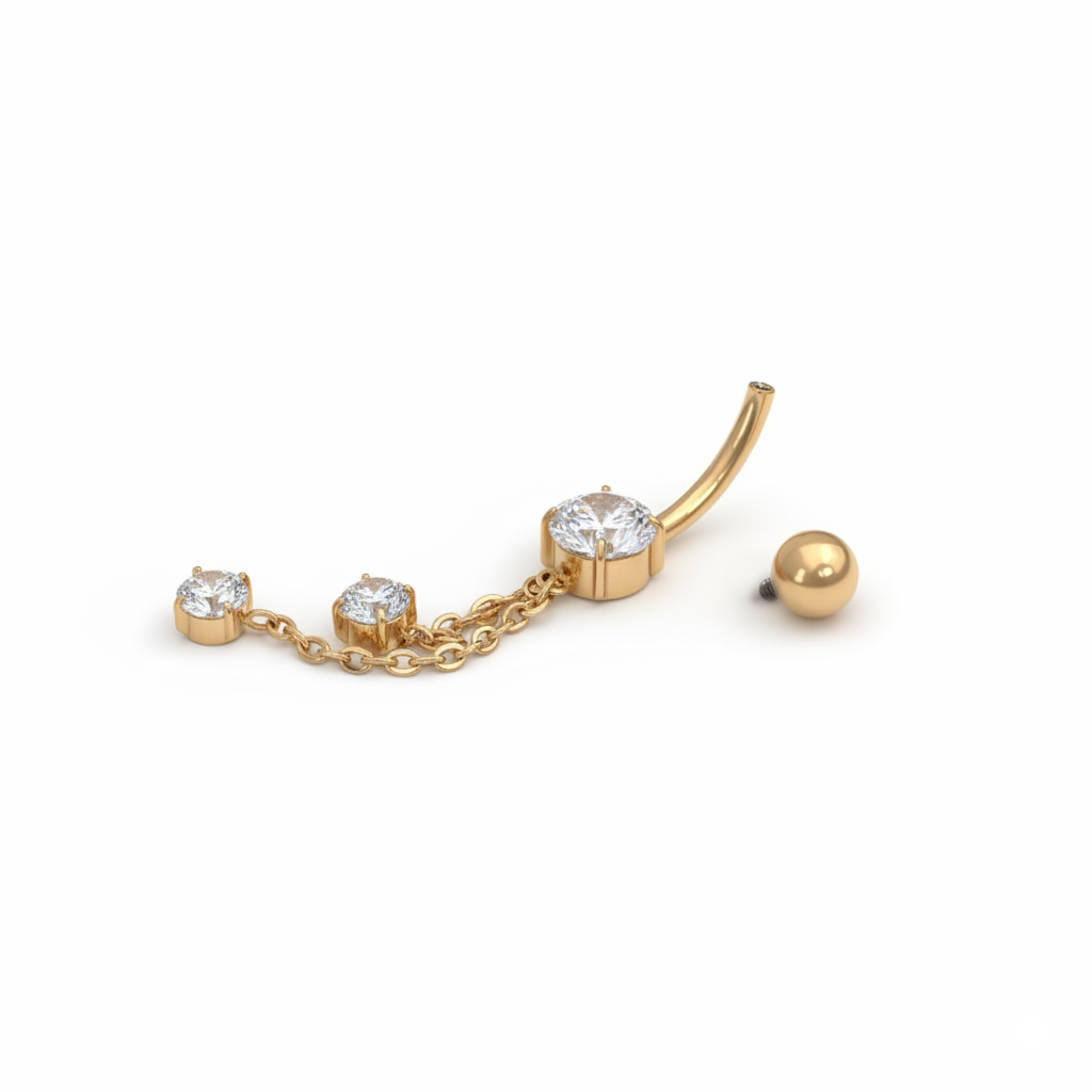 Titaaninen napakoru ketjuilla ja korukivillä