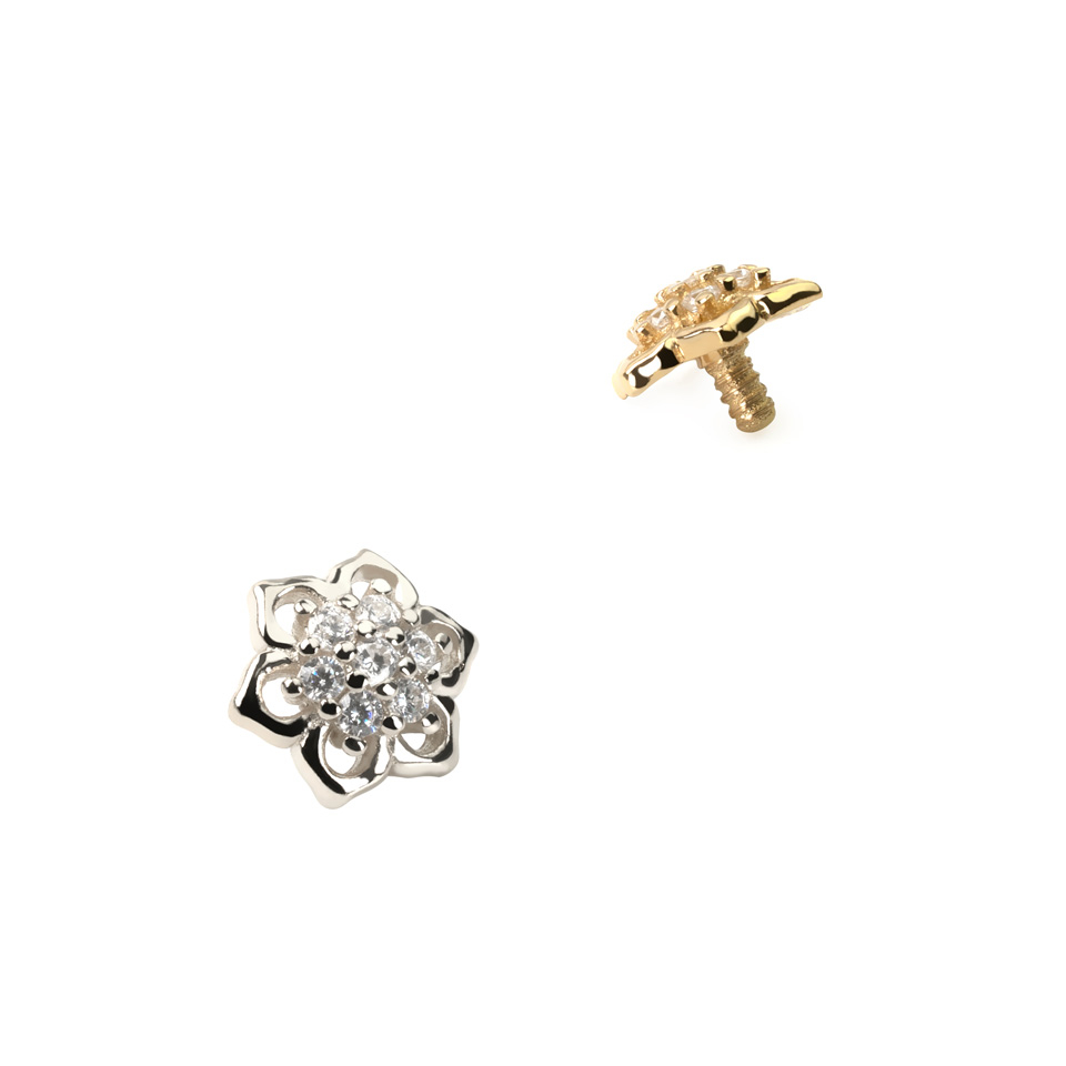 Dermal koru 14k kultaa kirkkailla zirkonia kivillä