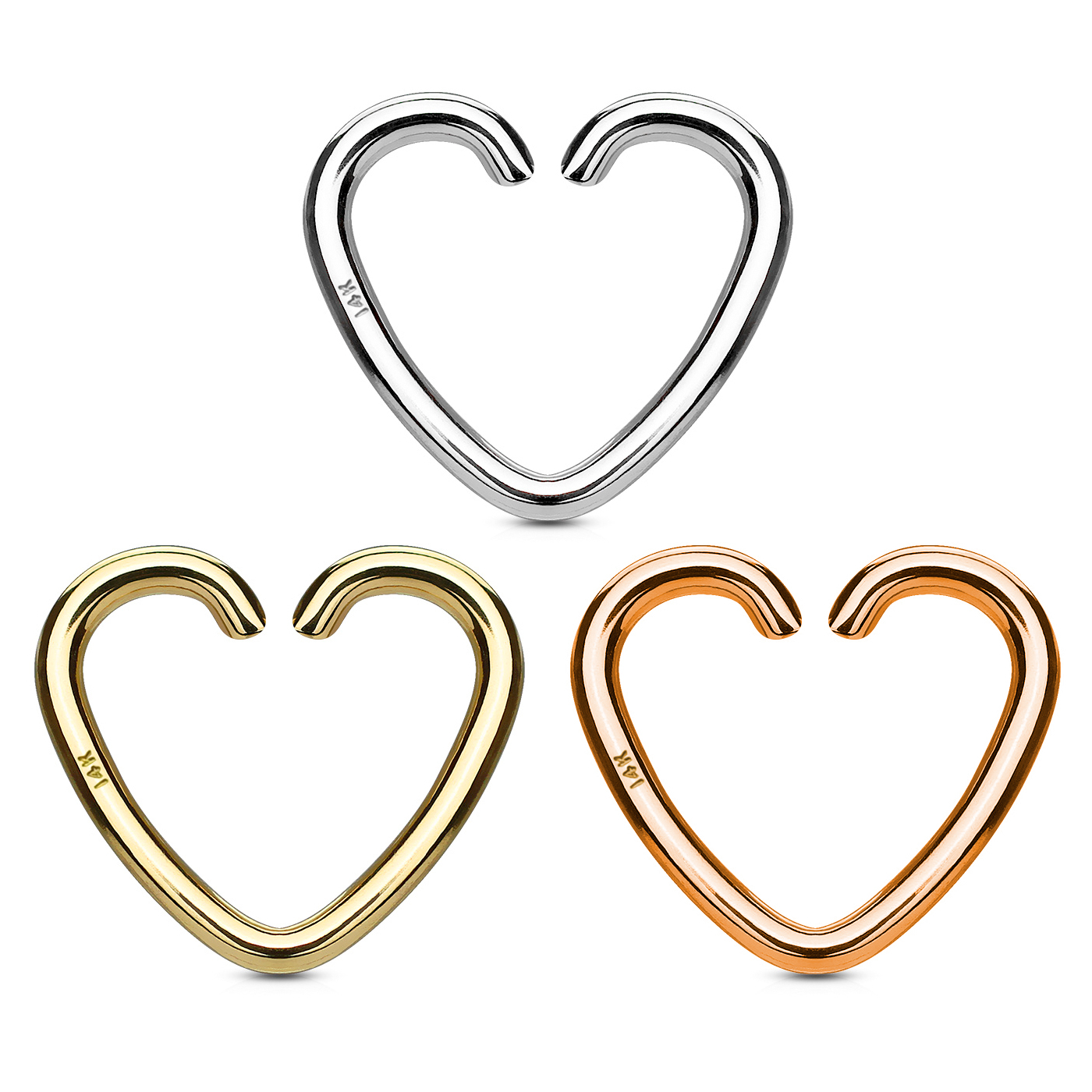 Lävistysrengas sydän 14 karaatin kultaa