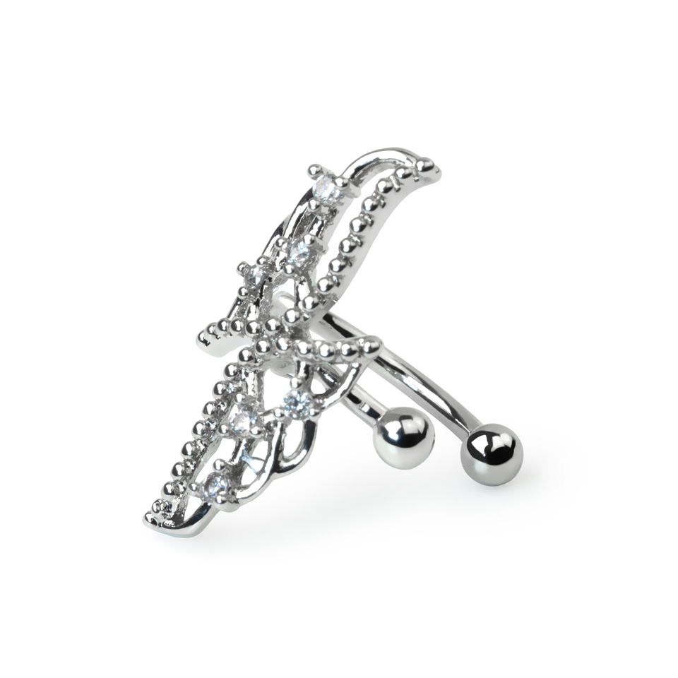 Kirurginteräksinen siipi- ear cuff-hopea