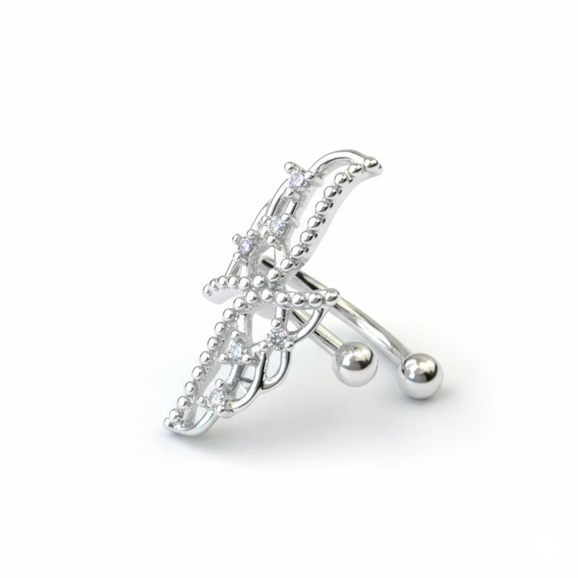 Kirurginteräksinen siipi- ear cuff-hopea